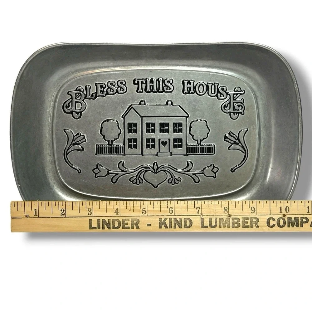 Wilton Armetale Pewter Bless This House Platter‎ Cottagecore Country Farm House